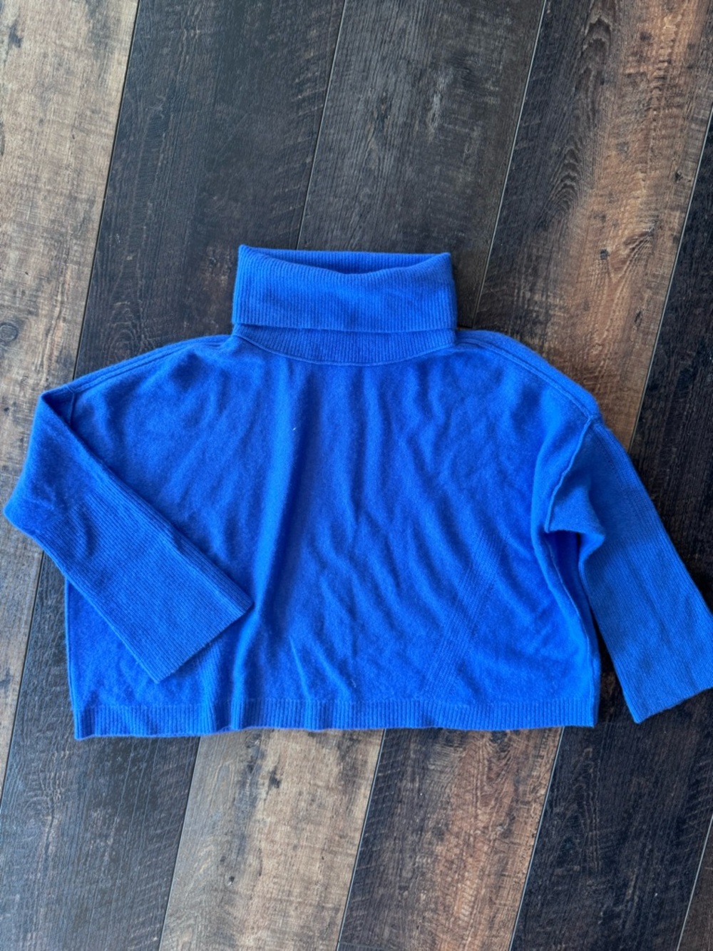 Pilcro Anthropologie 100% Cashmere Blue Cropped Turtleneck Sweater Size S